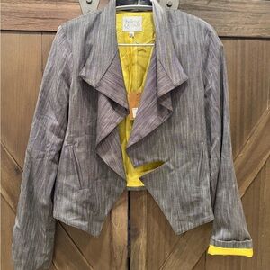Helena Quinn Sample Blazer – Gray‎ Striped Cropped Jacket S NWT ($298)